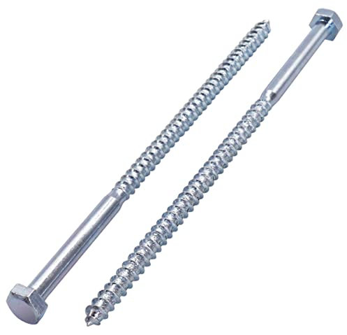 SKIR'CO (6 piezas) Tornillos de madera DIN 571 de acero galvanizado con cabeza hexagonal M8 x 200 mm, tornillos de coach, tornillos hexagonales, tornillos de retardo