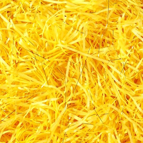 200g Papel Triturado Amarillo, Virutas de Papel para Regalos, Relleno de Cajas Regalo, Adecuado para casi todas las ocasiones