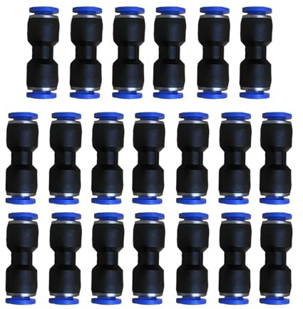 1/4 OD Pneumatic quick Connector Push to Connect fittings Straight Union/Coupler (Pack of 20)