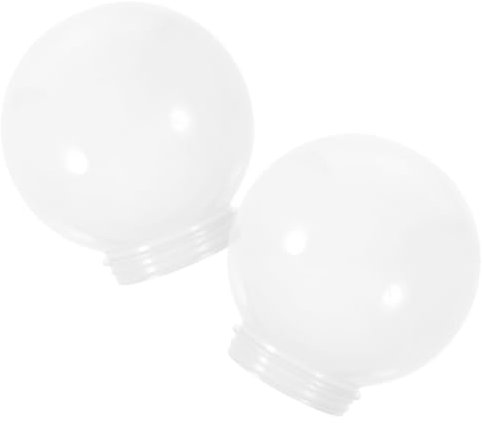 Kichvoe 2 Stück Acryl-Lampenpfosten- Mit 2 67-Zoll-Gewindehals Weißer Lampenschirm Deckt Deckenventilator-Globen Runder Kunststoff-Wandmast-Lichtglobus Für Den Außenbereich Ab