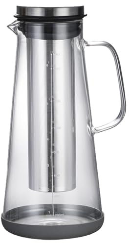 TAMUME Brocca in vetro da 1400 ml con base imbottita in silicone