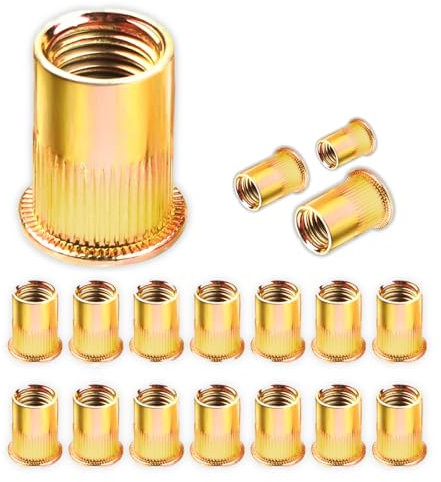 160 Pièces eupdd Ecrou a Sertir M6: Insert m6, Écrous à Sertir Plaqué Zinc M6, Écrous à Riveter Fileté à Tête Plate, Éécrous à Rivets Aveugles avec Filetage, Écrou de Rivet Acier Carbon