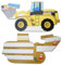 DH-Konzept Baustelle Kindergeburtstag Einladungskarten Bagger Design - 12 Einladungen aus Karton, Radlader Motiv, Texte in deutsch, 18 x 9 cm, 2 x 6 Stück