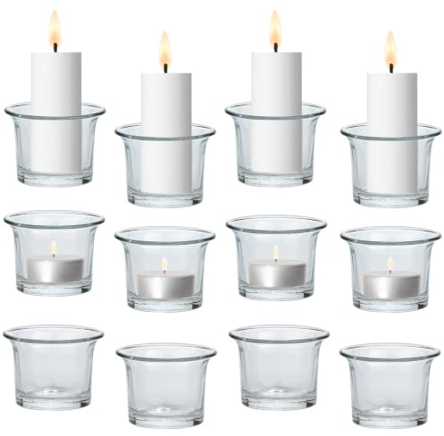 12-pack moderna te-ljusglas – Trefor bordsdekoration i transparent glas