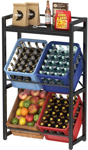 Lifewit Porta per Bottiglie, 32x70x117,3 cm Scaffale per Bottiglie in Metallo per la Cucina, Mobile da Cucina per Bevande Birra Caffè Bustine di Succo di Frutta Latte, Portata 240 kg, Nero