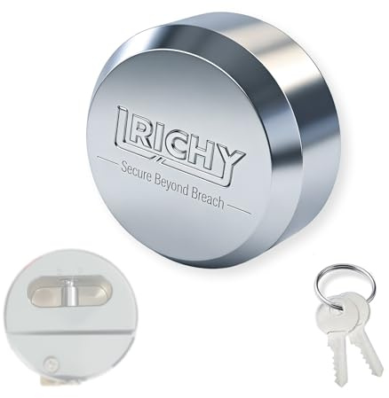 Lrichy 2-7/8 Rustproof Solid Steel Puck Lock, Heavy Duty Security Trailer Door Lock, 1-3/4'' Opening 1/2'' Bolt Hidden Shackle Padlock for Trucks, Vans, Container, Shed, Trailer, 1 Pcs, 2 Keyed Alike