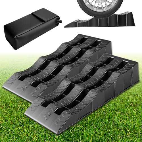 Accessori Camper, Cunei livellatori, 2 Pezzi Cunei per Camper, Rampe Sollevamento Auto, Rampe per Auto, Rampa Sollevamento Auto, per Garage Officina Auto Camion (BLACK)