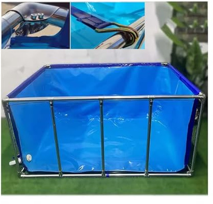 Grand aquarium pliable avec support en métal – Fenêtre transparente pour bassin à poissons intérieur/extérieur, élevage de carpes koï, aquaponie et solutions d'irrigation agricole