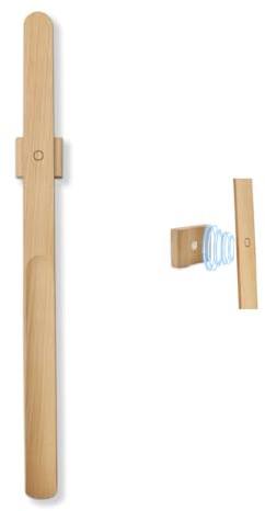 Vaiziya Long Handled Magnetic Wooden Shoe Horn 21.7in Easy & Quick Use Wall-Mounted Shoe Horn for Any Type of Shoes Men Women Elderly Seniors, Natural Wood