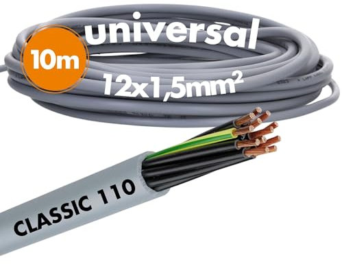 10 Meter Lapp 1119312 Ölflex Classic 110 PVC-Steuerleitung 12x1,5 mm² mit grün-gelben Schutzleiter 12G1,5 mm² I Steuerkabel 12 adrig I Kabel 12 adrig