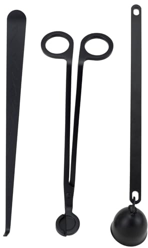 Viscacha 3 in 1 Candle Accessory Set with Candle Wick Trimmer & Wick Dipper & Candle Snuffer Extinguisher, Wick Cutter & Wick Scissor Candle Gift Set for Candle Lovers(Black)