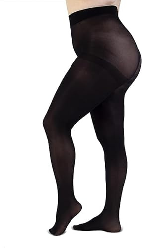 LEELA LAB Collant Curvy Taille Haute Semi-mat 50 Deniers - Made in Italy (Black, 7)