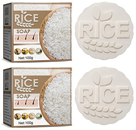 2022 Neue Rice Haar Shampoo Bar,Hair Growth Soap,Reis-Shampoo Hair Nutrition Essences Soap für trockenes geschädigtes Haar für Damen Herren (2PCS)