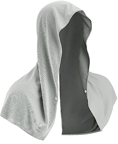 Sukeen Serviette rafraîchissante à Capuche pour Homme et Femme, Serviettes rafraîchissantes pour Le Cou et Le Visage, Serviette en Microfibre enveloppante pour Le Cou, Cyclisme, Camping (Gris)