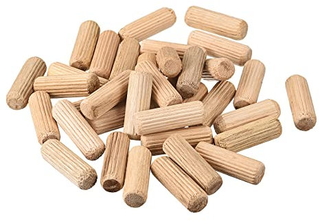 sourcing map Lot de 36 chevilles en bois - 10 x 30 mm - Extrémités biseautées cannelées - Bois dur séché au four pour le travail du bois, les étagères