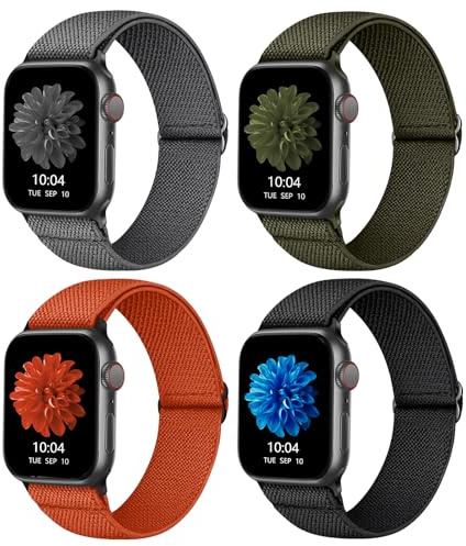 CCnutri Elastiskt nylonloop-armband kompatibelt med Apple Watch mm, tyg flätat sportband för kvinnor och män för iWatch SE Serie 11-3