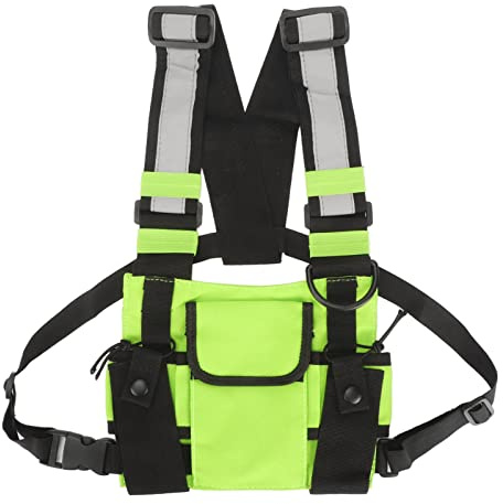 Bolsa Frontal Universal para Radio Manos Libres, Arnés de Pecho para Radio Walkie Talkies con Correas de Hombro Ajustables para Supervivencia, Senderismo, Ciclismo, Trabajo,