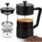 POWZOO French Press Kaffeebereiter,1000 ml-Glas Kaffeepresse,aus Edelstahlfilter und Hitzebeständiges Glas,rutschfester weicher Griff,für Tee und Kaffeezubereiter,Zuhause Reisen Camping(Schwarz)