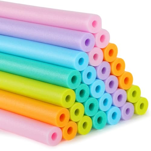 Sratte 30 Pcs Pool Noodles Bulk Jumbo DIY Decorations Heavy Duty Large Foam Swim Water Foam Hollow Noodles for Swimming Floating Craft Projects(Macaron Color,39 Inch, 2.36 Inch)