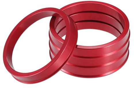 A ABSOPRO Anillos Centradores de Cubo de Coche OD 72.6mm A ID 63.4mm Anillos Centradores de Rueda Espaciador de Cubo Central de Aleación de Aluminio Rojo (Juego de 4).