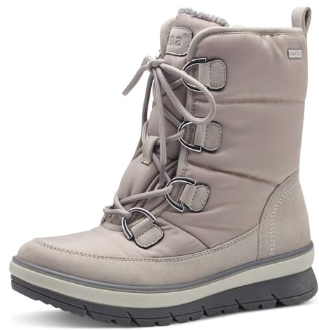 Jana Damen Winterstiefeletten zum Schnüren Wasserabweisend Vegan, Beige (Hell Grau), 38 EU
