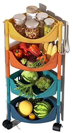 Carrito de organización Estante esquinero de cocina, de piso a techo, multicapa, for el hogar, estante for frutas y verduras, suministros, cesta de almacenamiento for verduras, coche de almacenamiento