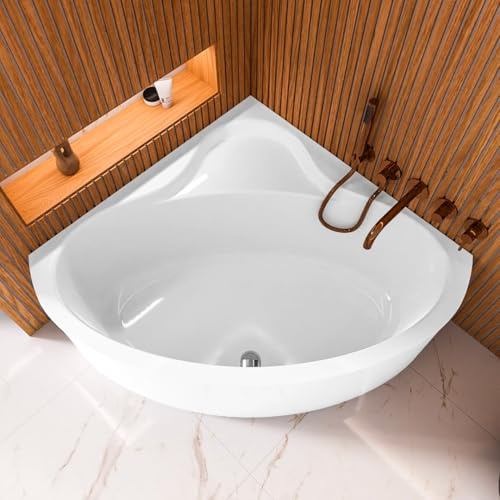 ECOLAM Badewanne BALA 130x130 Schürze Eckbadewanne Acrylwanne Ablauf Füße