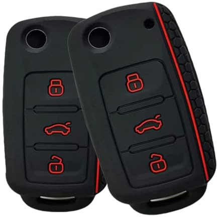 2 Pack | Funda para Llave de Coche | Funda de Silicona de Protecciónl | Protector para Mando a Distancia 3 Botones | Compatible con VW Volkswagen Skoda Seat EOS Golf Polo Tiguan Touareg