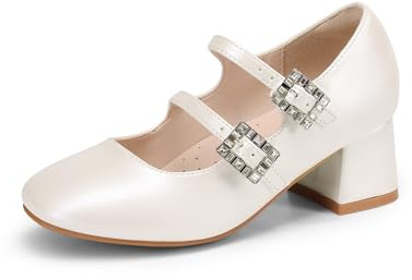 DREAM PAIRS Mary Jane Chaussures à talons hauts pour fille double - Pâques mariage communion enfants EU