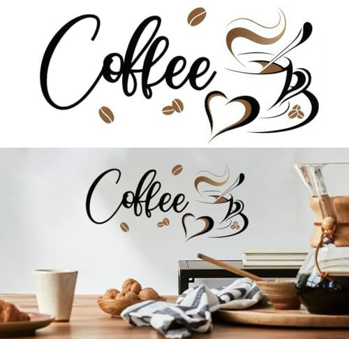 THXFUNAREA Adesivi da Parete caffè, Adesivi Murali Cucina,Tazze Sticker da Muro,Adesivi Cucina Caffè Decorazione Murale per Cafe Bar Sala da Pranzo Ristorante
