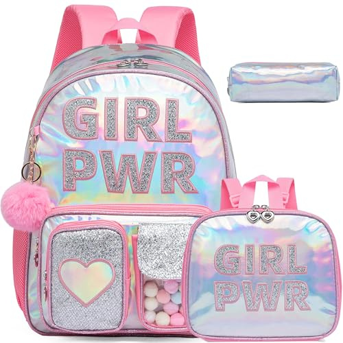 HTgroce Flicka rullande väska 42cm Flicka rullande väska Siren Flicka rullande väska Primary Kindergarten 3 i 1 barn rullande väska Inkluderar lunchväska och pennfodral.