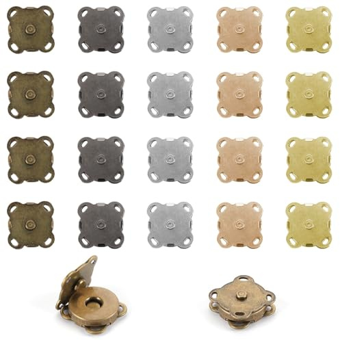 20 Sets Magnetic Snap Button, Sewing Closures Fasteners Metal Clasps Snap Buttons Magnets Clasps Magnet Bag Buckle, Plum Shape Press Studs for Bags DIY Clothing Purses Leather Coat Handbag18MM