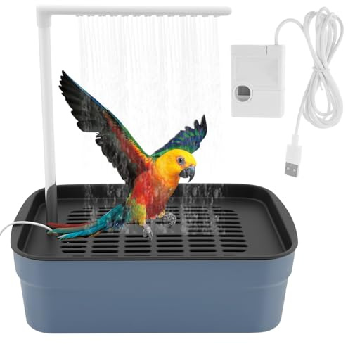 Foppla Automatic Bird Bath Shower Box for Parakeets Cockatiels Parrots Budgies Lovebirds Conures Indoor Outdoor Hanging Wall Mounted Pet Bathtub with Easy Clean Portable Design