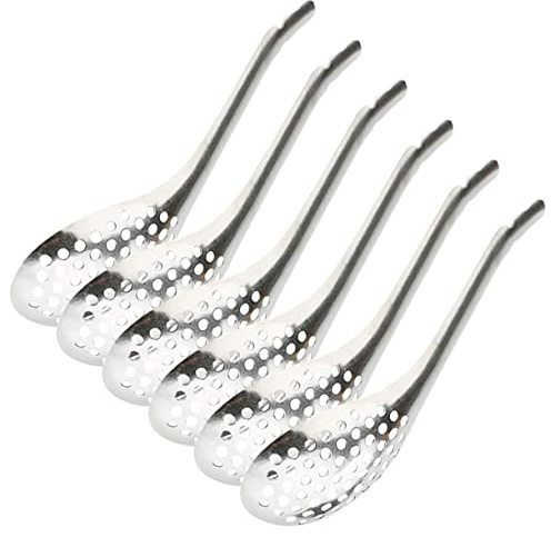 Hemobllo 6piezas Cucharas De Acero Inoxidable Ranuradas Para Servir Caviar Con Diseño Ergonómico y Orificios Filtrantes Utensilios Pequeños De Cocina