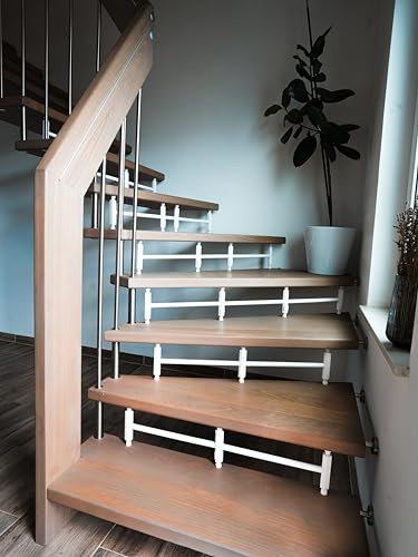 Treppenschutzgitter ohne Bohren, Kindersicherung & Haustierschutz für offene Treppenstufen, Weiß (1, S 69 cm)