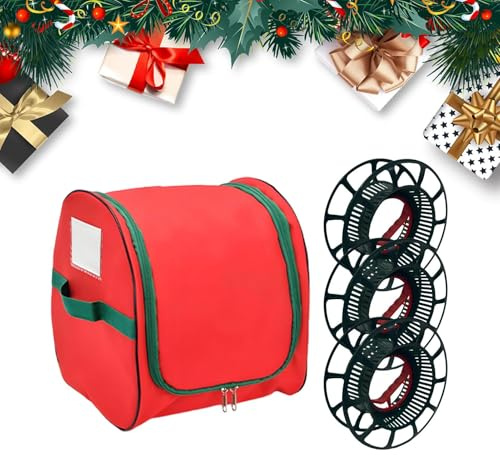 Fyrdyn Contenedores Para Luces De Navidad - Organizador De Luces Navideñas Con 3 Carretes - Bolsa De Almacenamiento Para Hogar Garaje Sótano Exteriores Eventos Fiestas