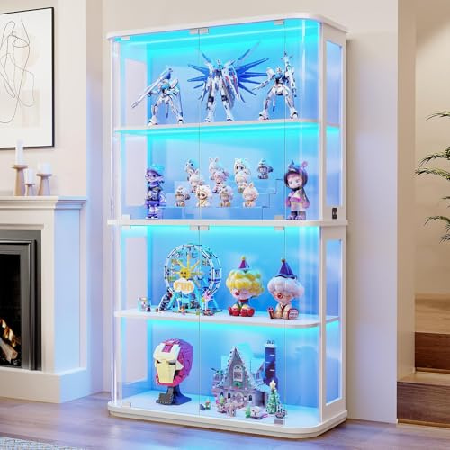 BROTTAR 67 Display Cabinets with Glass Door & 3 Color Lights,White