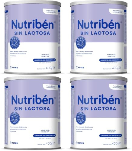 Nutribén Sin Lactosa 1 - Leche en Polvo Bebé sin Lactosa para Bebés Intolerantes a la Lactosa desde el Primer Día | Alimento Completo | Sin Aceite de Palma | con Cacito Dosificador | 1 Bote de 400g