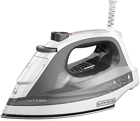 BLACK+DECKER Light ‘N Easy Compact Steam Iron, IR1020S, Stainless Steel Soleplate, Spray Mist, Anti-Drip, Auto Shutoff, Grey
