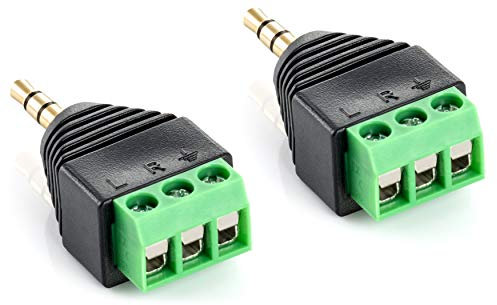 POPPSTAR Conector Jack (Adaptador Clavija Jack 3.5 Macho a regleta de bornes de 3 Polos), 2 Piezas