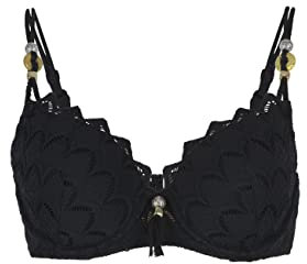 LingaDore Zig Zag 6111BT-02 Women's Black Underwired Bikini Top 12 - E Cup