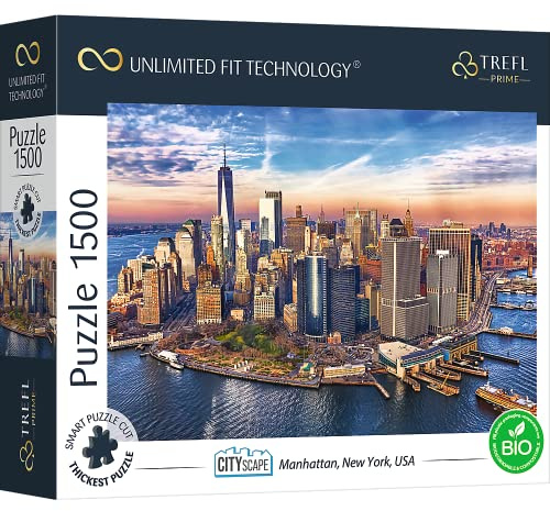 Trefl 26189 1500 Elements Thickest Cardboard Organic ECO City Landscape Entertainment for Adults and Children from 12 Years UFT Puzzle Cityscape Manhattan New York USA
