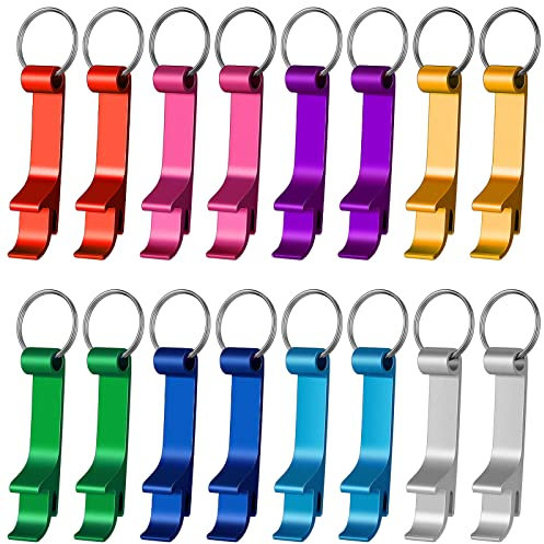 Xinzistar 16 Pcs Beer Bottle Openers, Mini Bottle Opener Keyring, Small Aluminium Keychain Beer Can Opener, Beverage Drinks Bottle Opener for Home Bar Party Garden Pub Beer Lover Kitchen Men Women