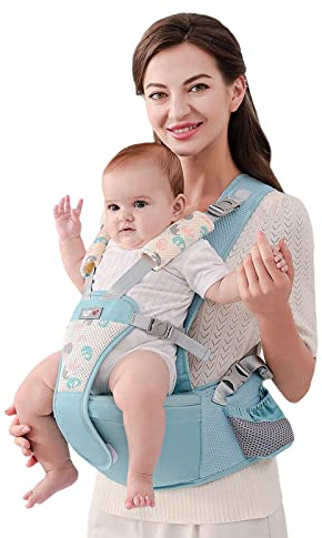 SONARIN Simple Portabebé Asiento de Cadera,Mochila Portabebés con Asiento de Cadera Ergonómico Multifuncional Portador de Bebé Portabebés Transpirable para Recién Nacidos 0-36 Meses(Verde)