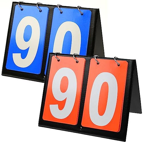 inheming 2 Pack Scoreboard Flip, 2 Digit Tabletop Scoring Board, Sports Competition Score Board Flipper for Indoor Outdoor Basketball Football Baseball Volleyball Sports