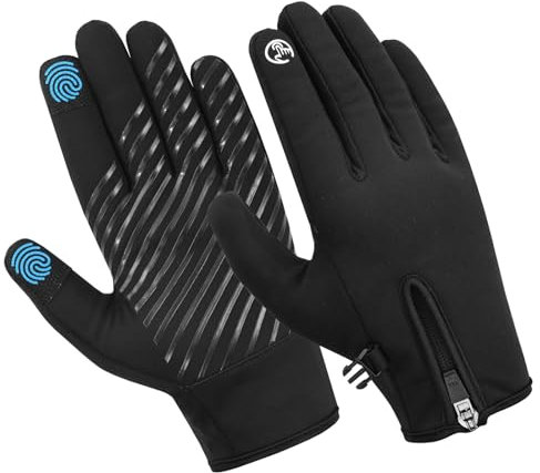 WESTWOOD FOX Fahrradhandschuhe Herren Winter Touchscreen Fahrrad Handschuhe Thermo Winddichte Fleece-Winterhandschuhe Laufen Rads Damen Radsporthandschuhe rutschfeste Stoßdä (Schwarz, M)