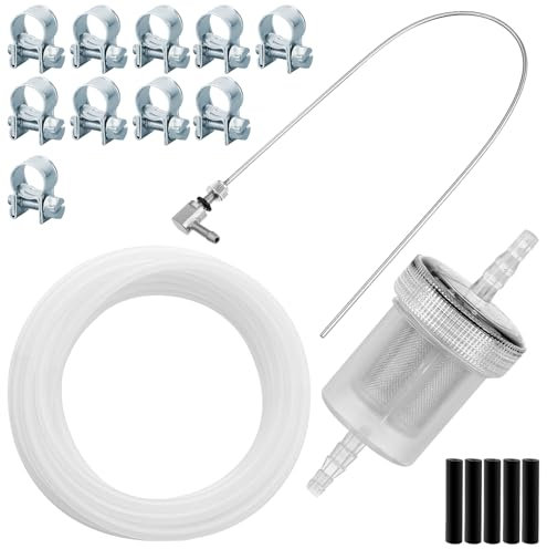 18 pièces Kit de Tuyau de Carburant,Chauffage Diesel,Kit de Tuyau de Réservoir de Carburant avce Extracteur de Réservoir Tuyau de Carburant de 4m filtre de tuyau colliers de serrage