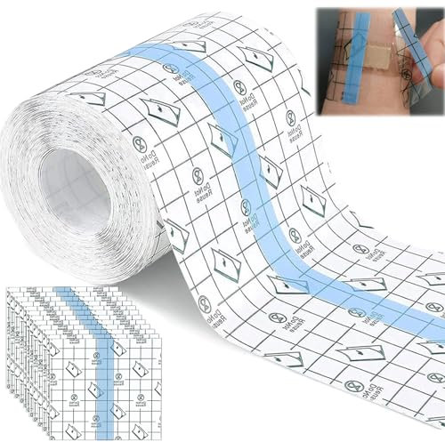 Pflaster Wasserfest, 10cm x 10m Duschpflaster Wasserfest, Duschpflaster Pflaster Rolle, Tattoo Folie Transparent mit 10 Wasserfeste Pflaster,Tattoo Aftercare Wasserdichte Klebebandage
