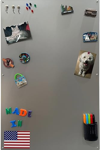 Large Magnetic Board for Wall - Magnet Display Board - Magnetic Bulletin Board - Dry Erase Memo Board- Made in USA (Metallic Silver, 23 Wx35 L)