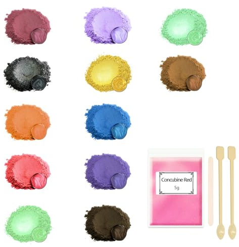Ovaletta 12 colori in resina epossidica 5 g, Mica Powder, candele fai da te, pigmenti colorati per colata in polvere, bombe da bagno fai da te, polvere pigmentata fai da te, per colorare sapone,